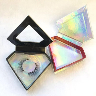 Heart Shaped Custom Private Label Glitter Paper Eyelash Packaging Box Magnetic Closure with Clear Window