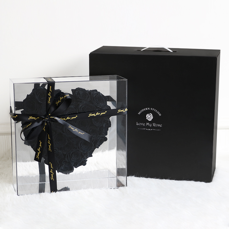 Valentine's Day Clear Acrylic Mirror Angel Heart Diy Handmade Eternal Flower Gift Packaging Box for Girlfriend's Birthday