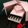 Custom Design Printed Luxury Double Door Open Paper Flower Jewelry Packaging Box With Drawer For Valentine's Day