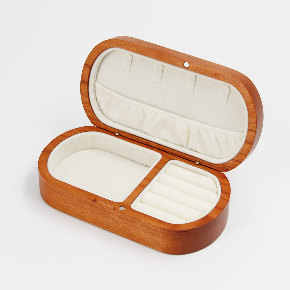 Luxury Oval Style Wood Ring Earring Necklace Jewelry Packaging Box Wholesale Luxury Customized Wood Jewelry Storage Case Box