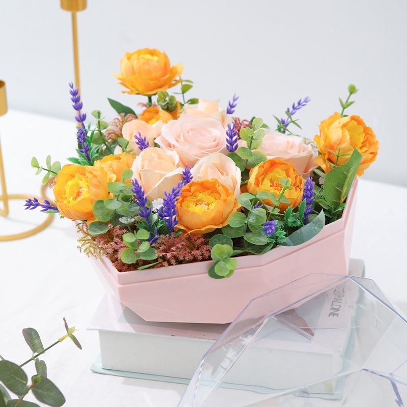Acrylic Transparent Heart-shaped Flower Arrangement Bouquet Packaging Box Empty Rose Gift Box
