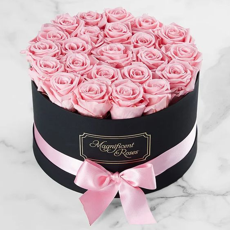 Custom Desgin Paper Tube Packaging Custom Logo Round Flower Box with Ribbon for Wedding with Drawer Flower Gift Box