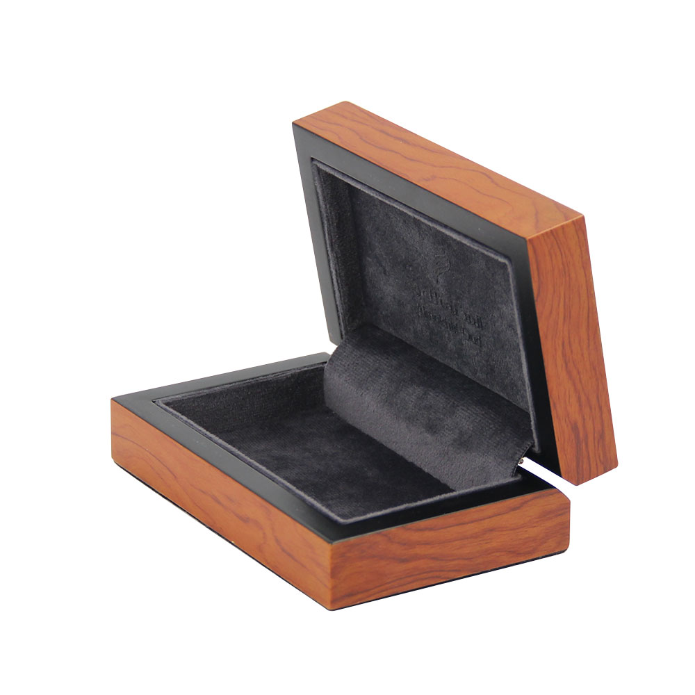 Custom Logo Small Solid Wood Ring Earrings Brooch Men's Cufflinks Jewelry Storage Box with Velvet Lining