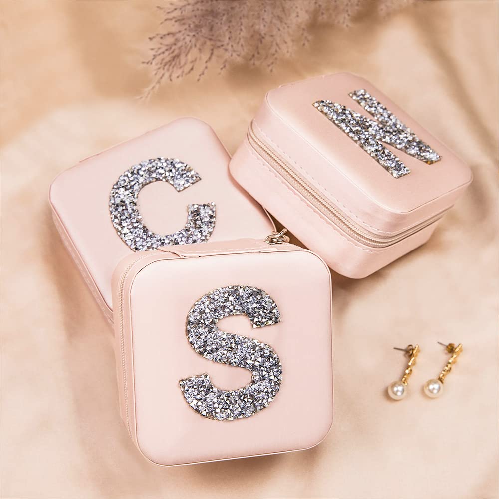 Custom Personalized Portable Cowgirl Travel Jewelry Organizer Case For Rings Earrings Necklaces Bracelets With Monogram Initial Letter