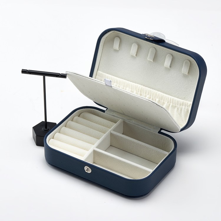 Custom Mini Double Layer PU Leather Travel Jewelry Storage Box for Necklace Earrings Rings Bracelet Gift Packaging Jewelry Box