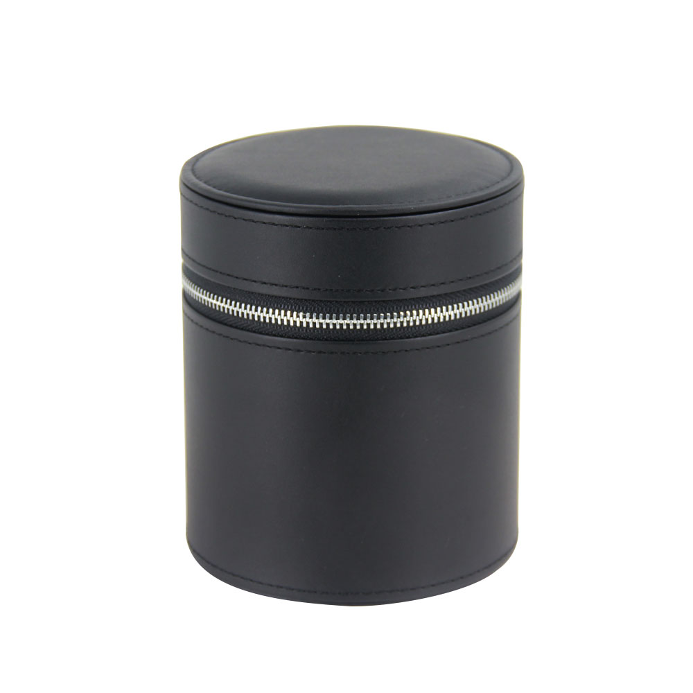 Luxury Professional Pu Leather Round Candle Jar Gift Packaging Box With Custom Logo And Zipper Wholesale