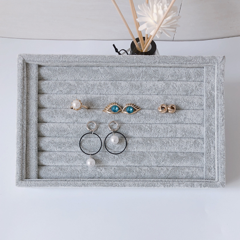 Small Velvet Multi Grid Ring Earrings Necklace Empty Plate Jewelry Storage Display Tray Wholesale