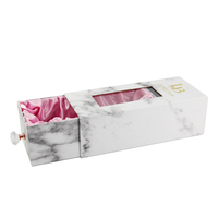 Luxury Marble Printing Custom Logo Drawer Style Paper Cardboard Hair Extension Packaging Box for Wig Wholesale