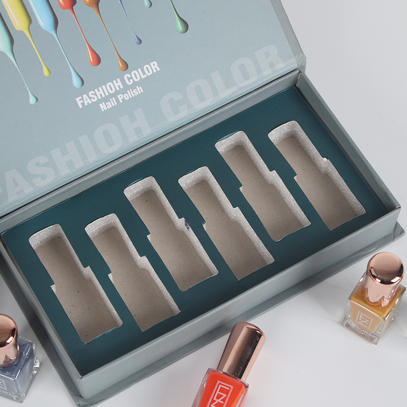 Luxury magnetic closure nail polish oil paper storage box 15ml nail polish set packaging box with foam insert wholesale