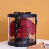 Hot Sale Custom Design Large Clear Transparent PVC Plastic Round Rose Flower Bouquet Arrangement Packaging Box with Ribbon Wholesale