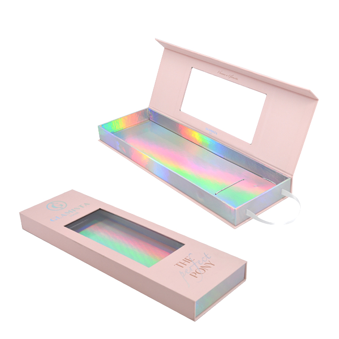 Custom Bundle Pink Luxury Cardboard Wig Hair Extension Gift Packaging Boxes with Ribbon Custom Logo Glod Foil