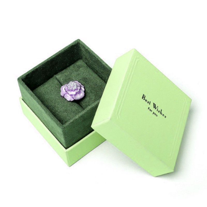 Small Fresh Square Paper Ring Necklace Jade Lid And Base Jewelry Gift Packaging Box Wholesale