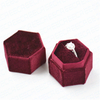 Luxury hexagon shape double slots velvet wedding ring display box