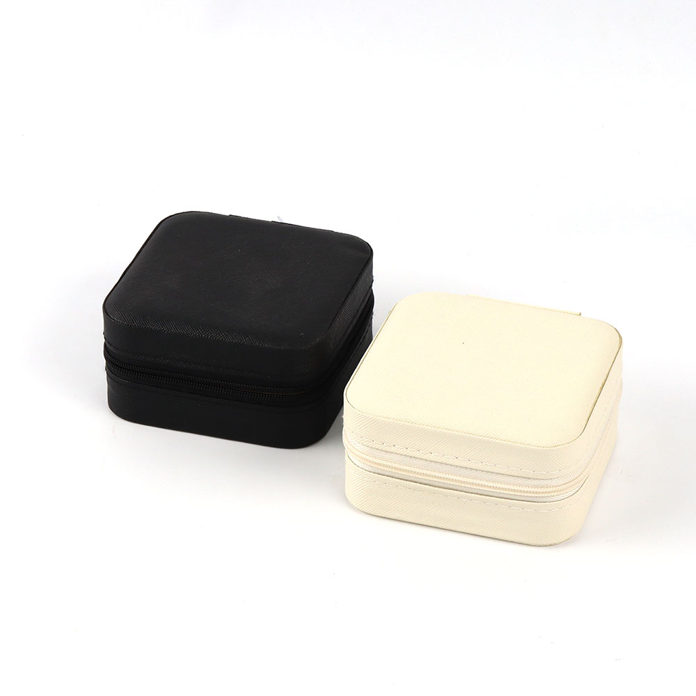 High-end Custom Pu Leather Zipper Travel Ring Earring Necklace Jewelry Organizer Packaging Boxes for Small Business with Logo