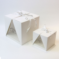 New Style White Paper Foldable Birthday Cake Gift Packaging Box with Ribbon Closure Wholesale