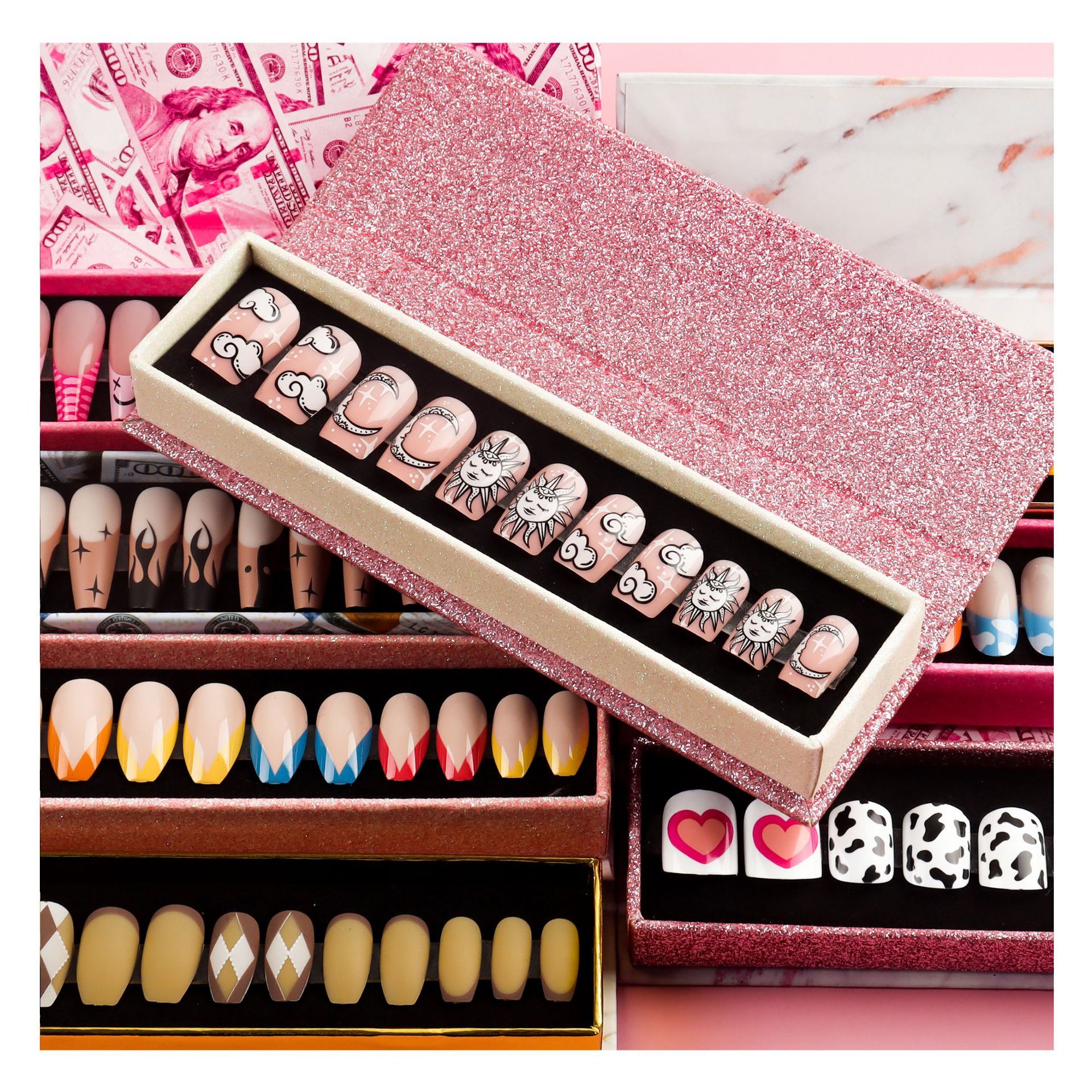 Cosmetic Makeup Press on Nail Packaging Boxes Press on Nails Box Packaging Luxury Custom Press on Nail Packaging Box