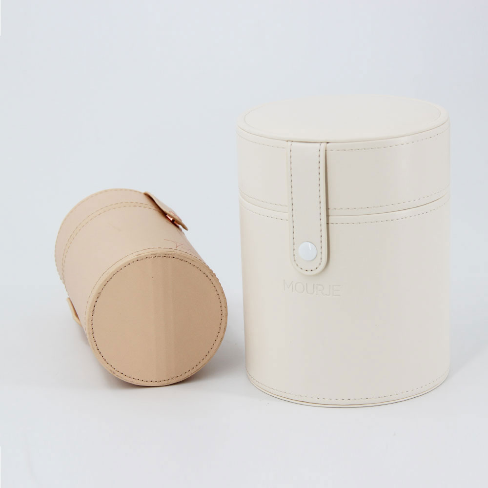 Luxury Round Pu Leather 50ml 100ml Perfume Cosmetic Bottle Gift Box with Custom Logo Foam Insert