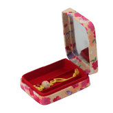 Custom logo small portable necklace case organizer box with mirror luxury leather travel jewelry storage box zipper closure